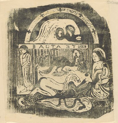 Te Atua Die Götter Kleine Platte [recto], in oder nach 1895 von Paul Gauguin