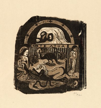 Te atua (Der Gott), aus der Suite der späten Holzschnitte von Paul Gauguin