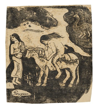 Der Raub der Europa, aus der Suite der späten Holzschnitte von Paul Gauguin