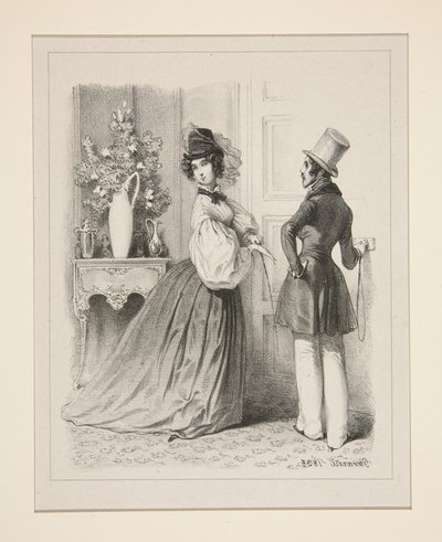 (Aufbruch zum Spaziergang.) von Paul Gavarni