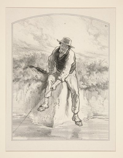 Angeln mit der Leine von Paul Gavarni