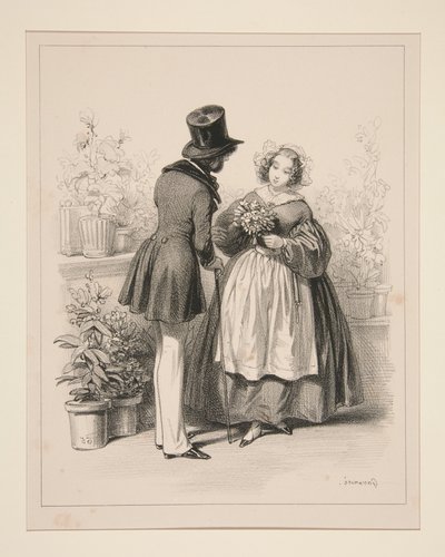 BOUQUETIERE. von Paul Gavarni