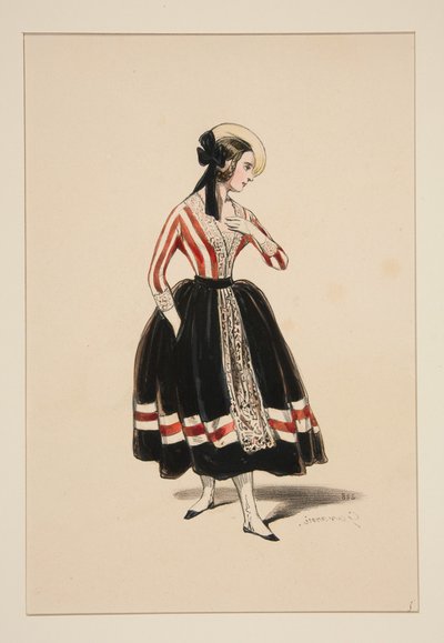 Dorfkokette. Strohhut... von Paul Gavarni