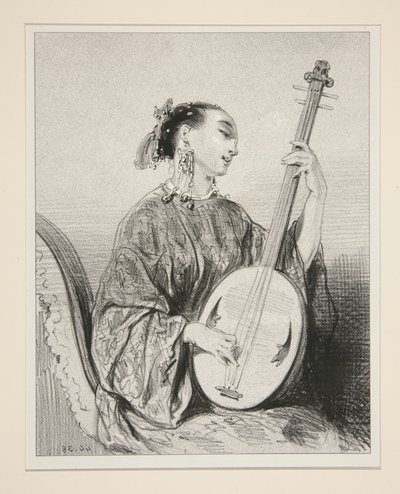 Chinesische Sängerin. von Paul Gavarni