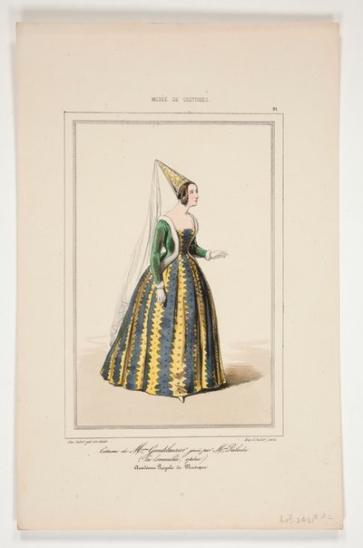 Kostüm von Mme Gondelaurier, gespielt von Mme Dabadier von Paul Gavarni