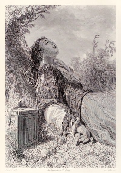 Gulliver und Glumdalclitch, aus der französischen Ausgabe von Gullivers Reisen von Jonathan Swift von Paul Gavarni
