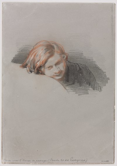 Kopf eines jungen Mannes, Studie für LOiseau de passage, 1853 von Paul Gavarni