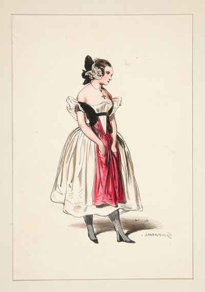 LAITIERE. Satin- und Spitzenhaube. von Paul Gavarni