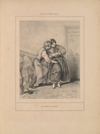 Le guet-apens, aus der Serie Scènes de la vie intime von Paul Gavarni