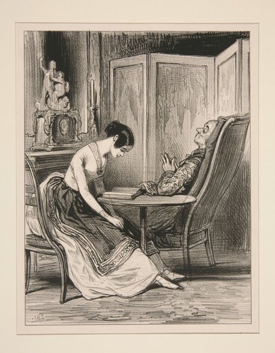 Abendliche Lektüre. von Paul Gavarni