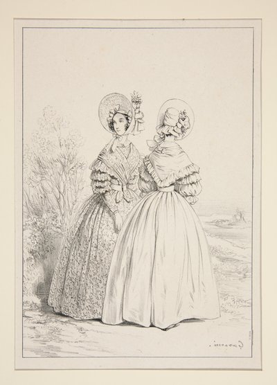 MAI 1837. Capotte (sic) mit Kordelzug und Veilchenstrauß von Paul Gavarni