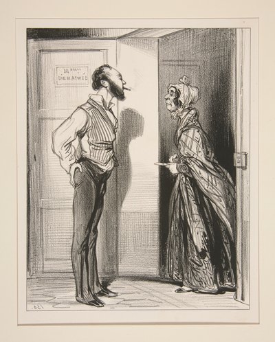 Mademoiselle Bien-Aimée? - Sie ist nicht da... von Paul Gavarni