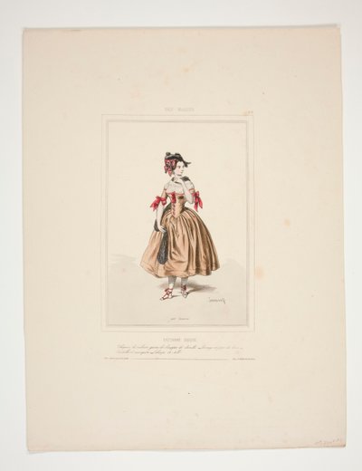 Bäuerin aus dem Baskenland. Samthut mit Chenille-Quasten. von Paul Gavarni