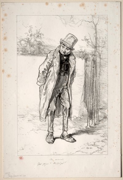 Physionomies Parisiennes: Au Marais. Ici, Azor! ici!, 1857-58 von Paul Gavarni