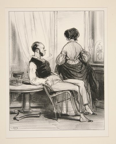 Was hast du? - Ich habe gerade Jules mit Madame Bouvier getroffen!... von Paul Gavarni