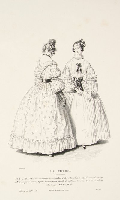 Kleid aus besticktem Musselin mit Rüsche... von Paul Gavarni