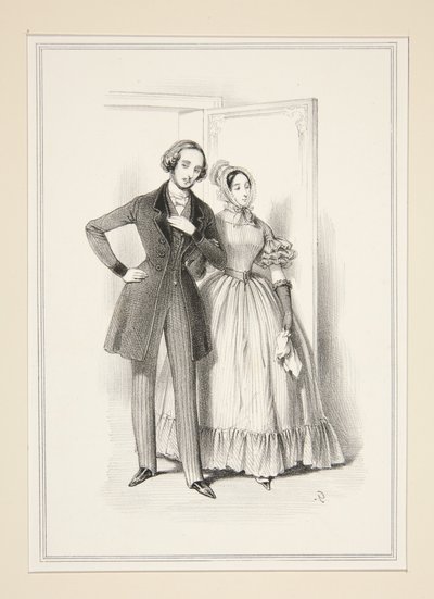 Morgentoilette. Redingote (sic) in Ricbouk mit großen Knöpfen... von Paul Gavarni