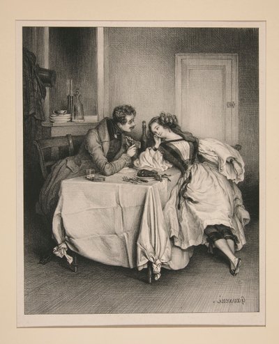 UN CABINET CHEZ PETRON. - EIN PRIVATZIMMER BEI PTERON. von Paul Gavarni