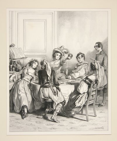 Ein Frühstück, im Morgengrauen von Paul Gavarni