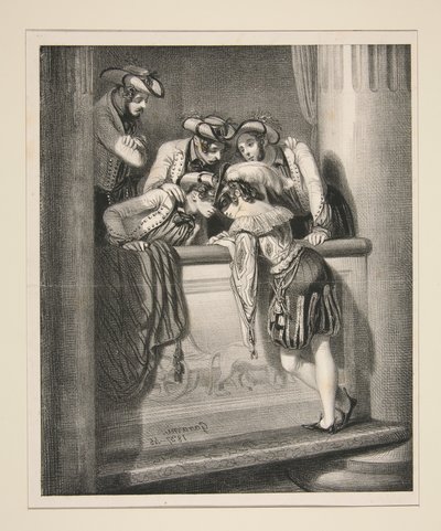 EIN FRÜHSTÜCK, im Morgengrauen. von Paul Gavarni