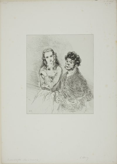 Ohne Titel (Vater und Tochter) von Paul Gavarni