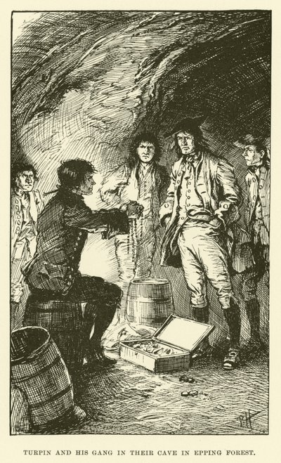Turpin und seine Bande in ihrer Höhle im Epping Forest von Paul Hardy