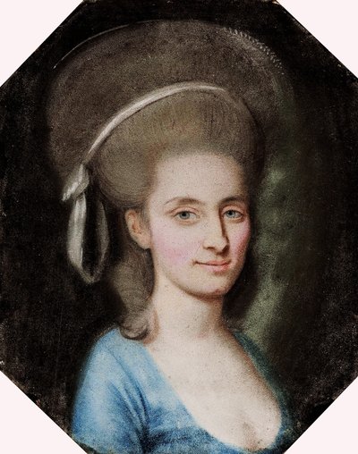 Porträt einer Dame in einem blauen Kleid von Paul Joseph Bardou