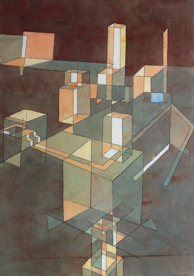 Italienische Stadt von Paul Klee (1879-1940), Aquarell auf Ingres-Papier, 34x23 cm von Paul Klee