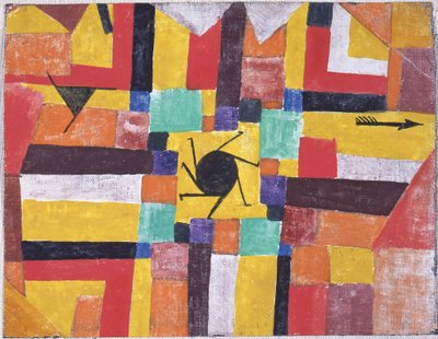 Mit der rotierenden schwarzen Sonne und dem Pfeil, 1919 von Paul Klee