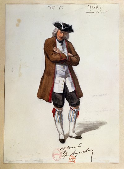 Kostüm für Luisa Miller von Giuseppe Verdi, Skizze von Paul Lormier