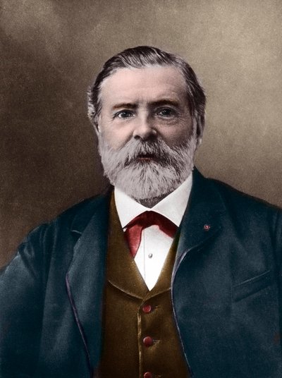 Porträt von Étienne-Jules Marey (1830-1904); englischer Wissenschaftler und Chronofotograf; Erfinder des Sphygmographen und Pionier der Fotografie und des Kinos. Foto von Nadar, Paul (1856-1939). Digitale Kolorierung von Paul Nadar
