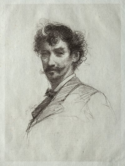 James McNeill Whistler mit weißer Locke und Monokel von Paul Rajon