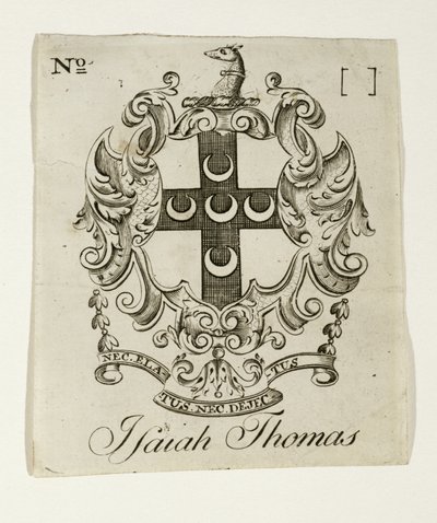 Exlibris für Isaiah Thomas (1749-1831), um 1765-1770 von Paul Revere