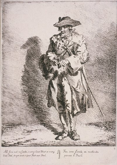Feuerstein- und Stahlverkäufer, Rufe von London, 1760 von Paul Sandby