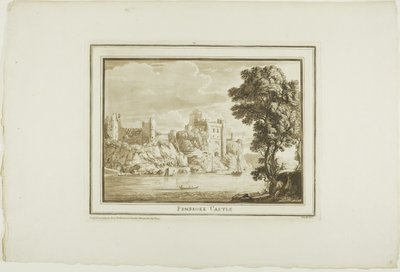 Pembroke Castle, aus Zwölf Ansichten in Aquatinta von Zeichnungen vor Ort in Südwales von Paul Sandby
