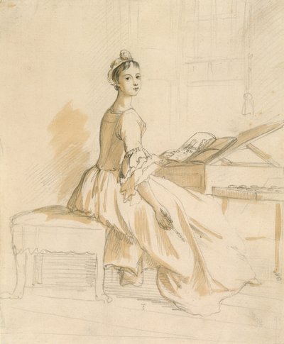 Porträt einer Dame an einem Zeichentisch von Paul Sandby