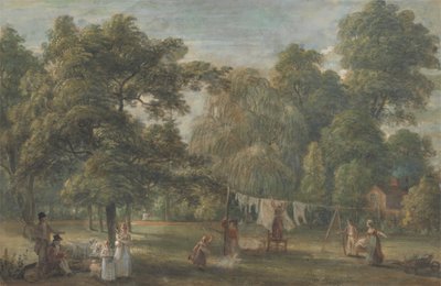 Der Garten von Thomas Sandbys Haus in Englefield Green bei Windsor von Paul Sandby