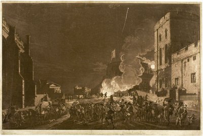 Windsor Castle vom Unteren Hof am Fünften November—Feuerwerk von Paul Sandby