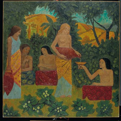 Libationen, Fünf Figuren in einem mythischen Wald von Paul Sérusier
