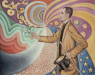 Opus 217. Gegen den Emaille eines Hintergrunds rhythmisch mit Schlägen und Winkeln, Tönen und Tönungen, Porträt von Felix Feneon im Jahr 1890 von Paul Signac