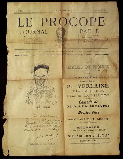 Journal du Procope, Pariser Café von Paul Verlaine