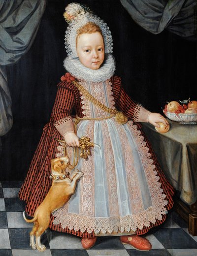 Porträt eines Kindes mit einer Rassel von Paul van Somer
