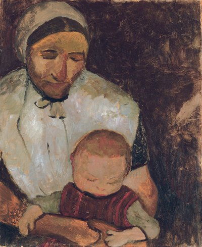 Sitzende Frau mit Kind auf dem Schoß; Sitzende Bäuerin mit Kind auf dem Schoß, 1903 von Paula Modersohn Becker
