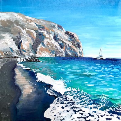 Schwarze Sandstrandklippen von Pauline Wegman | Key and Sea Creative