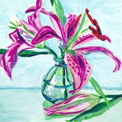Lebendige rosa Lilien von Pauline Wegman | Key and Sea Creative