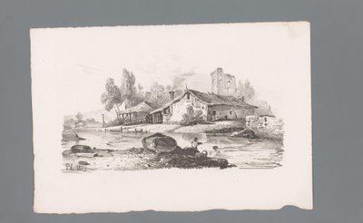 Ansicht eines Hauses an einem Fluss von Paulus Lauters