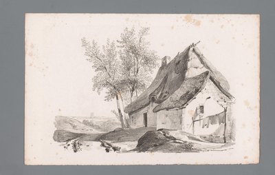 Landschaft mit Landweg und Haus von Paulus Lauters