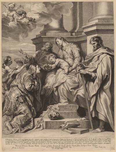 Die Heilige Rosalia wird vom Jesuskind gekrönt von Paulus Pontius, after Sir Anthony van Dyck