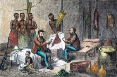 Livingstone und Stanley erhalten Zeitungen in Zentralafrika, 1871-1873 von Pearson