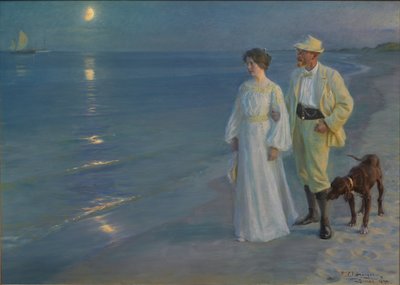 Sommerabend am Strand von Skagen, der Künstler und seine Frau von Peder Severin Kroyer